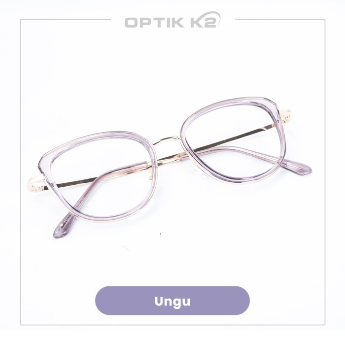 kacamata lensa minus plastik korea frame wanita pria anti radiasi52065 - 8302 ungu, frame kacamata b