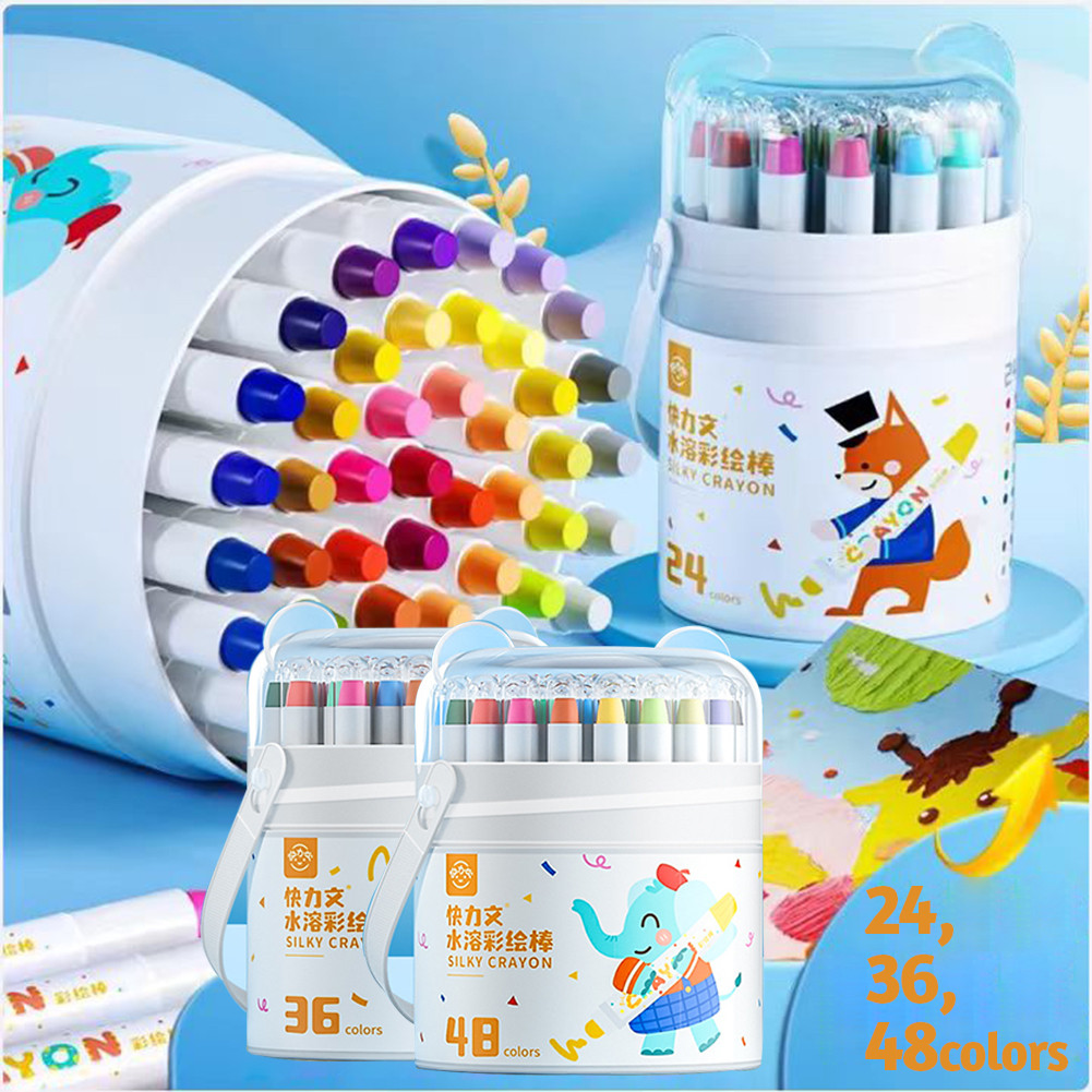 

Washable Silky Crayon 36 / 48 Warna Colorful Bucket / Color Crayon For Kids Tidak Beracun yang Dapat Dicuci