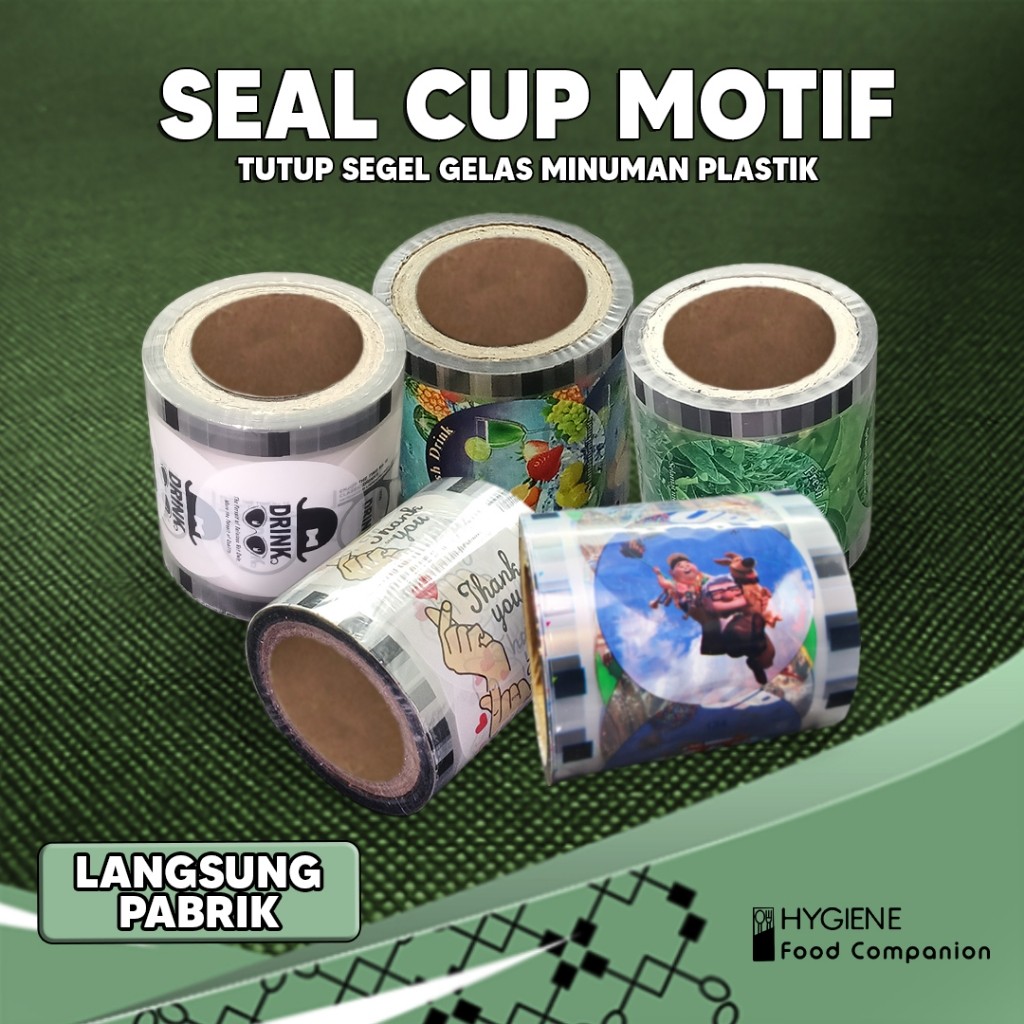 Plastik Seal Cup Motif / Lid Seal Plastik / Tutup Segel Gelas Minuman isi +/- 800 dan 1000pcs Tebal 