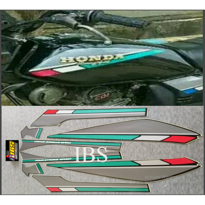 STRIPING GL PRO 1992 HITAM HIJAU STANDAR HONDA POLET STIKER