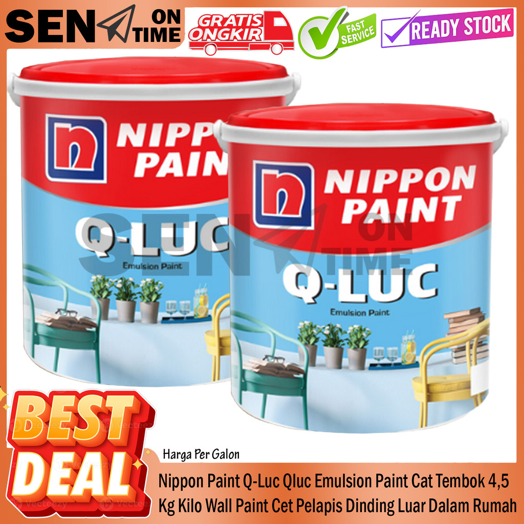 Nippon Paint Q-Luc Qluc 4,5 Kg Wall Paint Emulsion Paint Cat Tembok Nipon Dinding Interior Eksterior