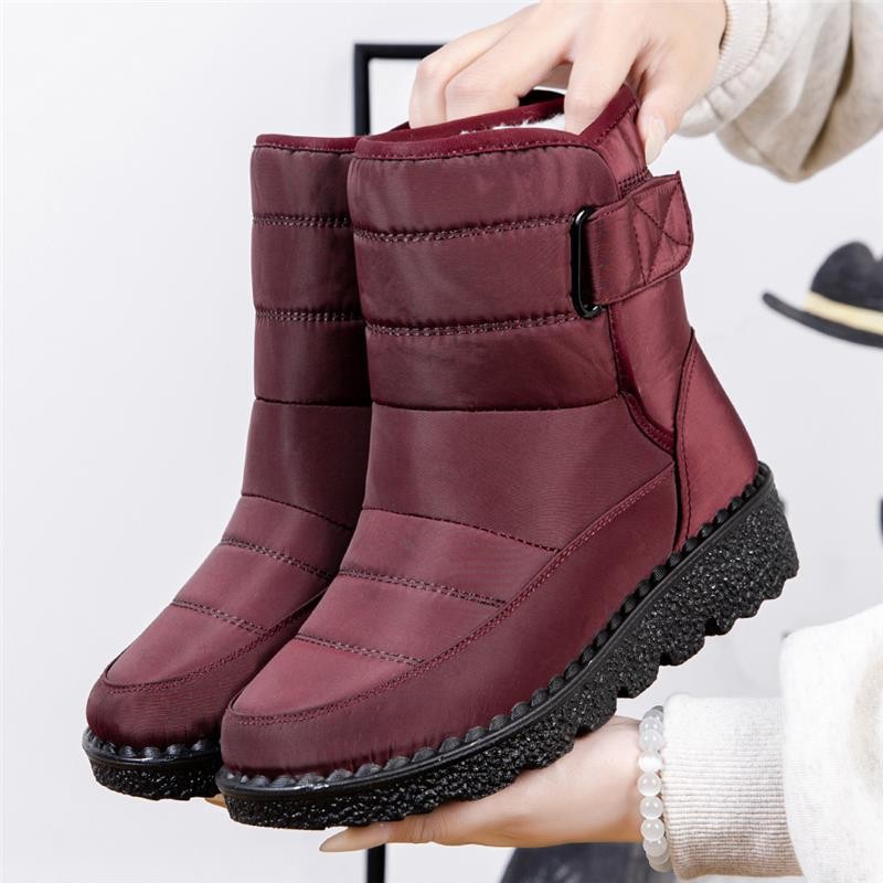 Boots Woman Snow New Shoes Woman Platform Ladies Shoes Fashion Mid Women's High Boots Solid Winter B