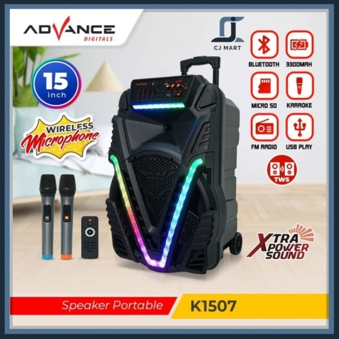 Speaker Advance K-1507 Portable 15 Inch Speaker Meeting Bluetooth