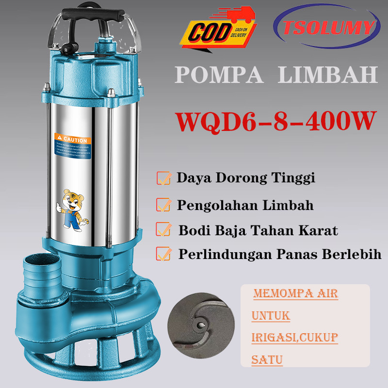 Pompa Celup Air Kotor 400W Stainless  Submersible Pump  1.5inch TSOLUMY Pompa Kolam lkan / Banjir po