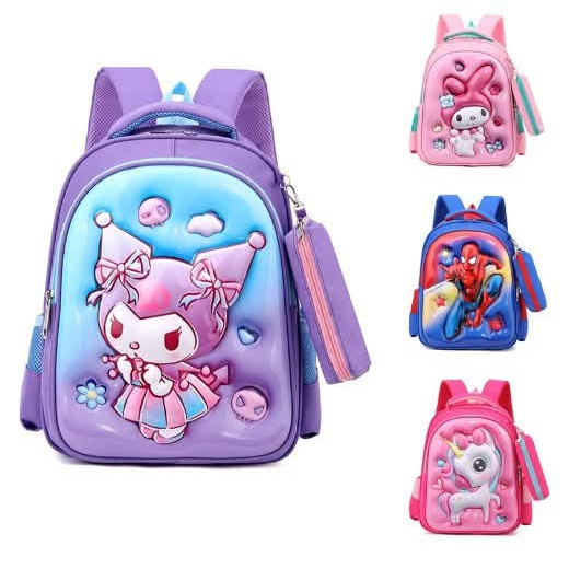 imoet.boutique - Tas Ransel anak sekolah SD Hardtop timbul spiderman sanrio kuromi my melody (OT0136
