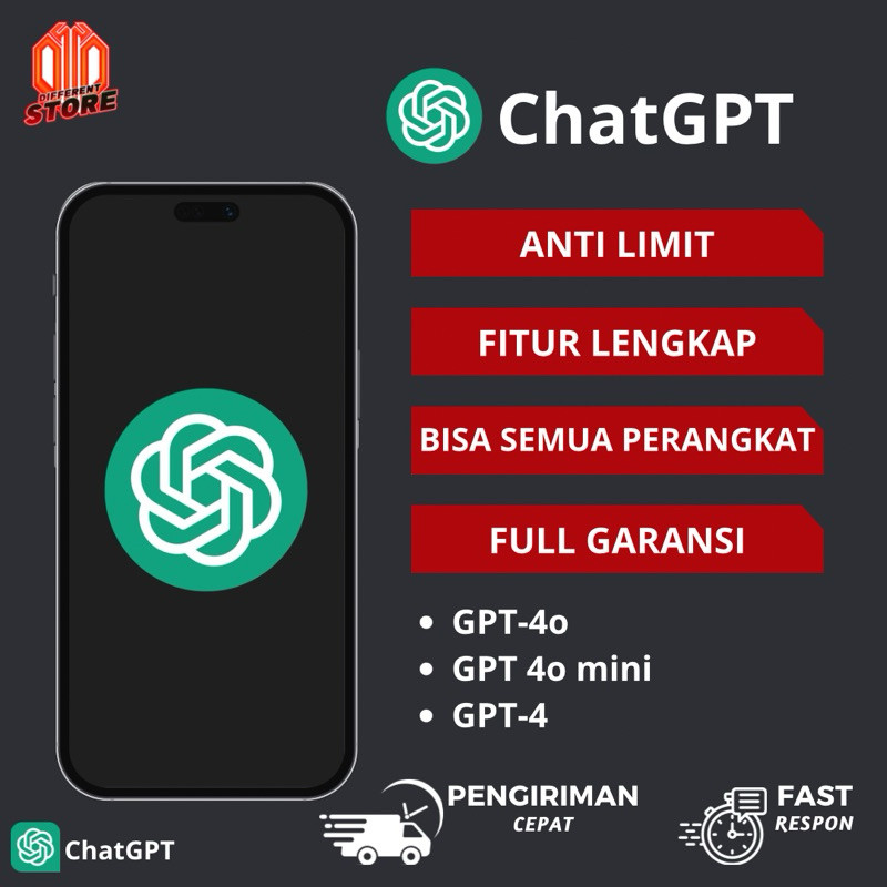 ChatGPT-4 | Akun Chat GPT 4o plus privat 1 tahun
