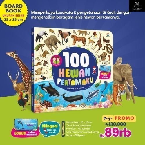 buku 100 gambar hewan pertamaku big boardbook buku anak 1 tahun