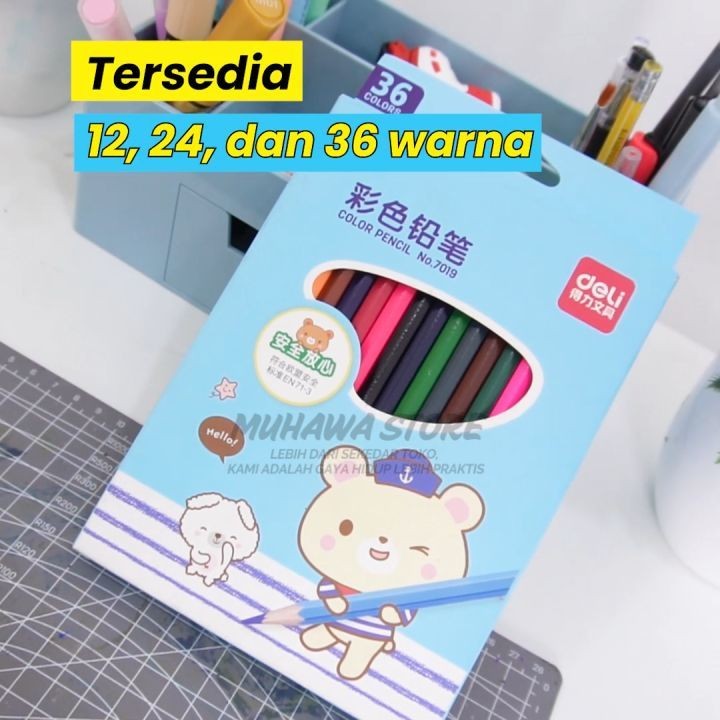 

PENSIL WARNA DELI 12/24/36C WARNA CERAH, bentuk hexagonal 7016 7018 7019