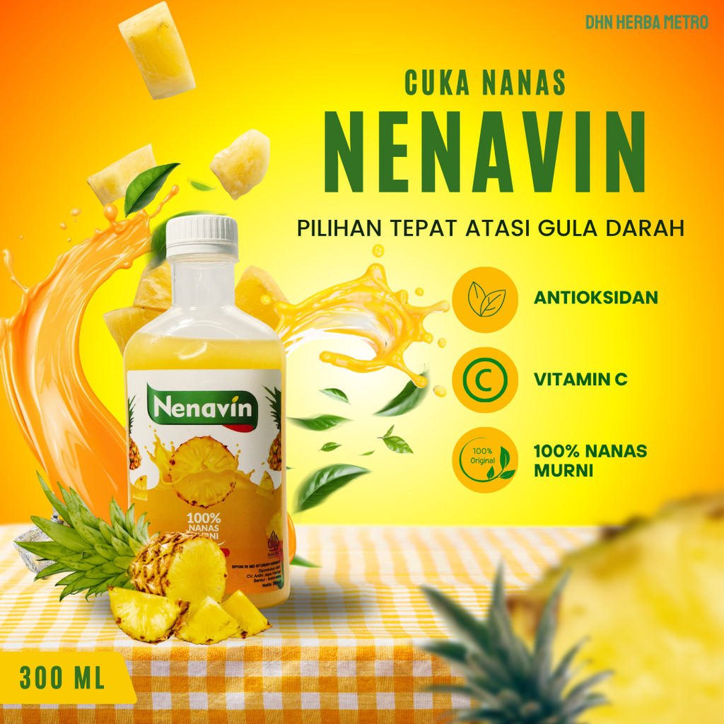 

NENAVIN 300ml - CUKA NANAS - Membantu Atasi Diabetes, Asam Urat dan Kontrol gula dalam darah
