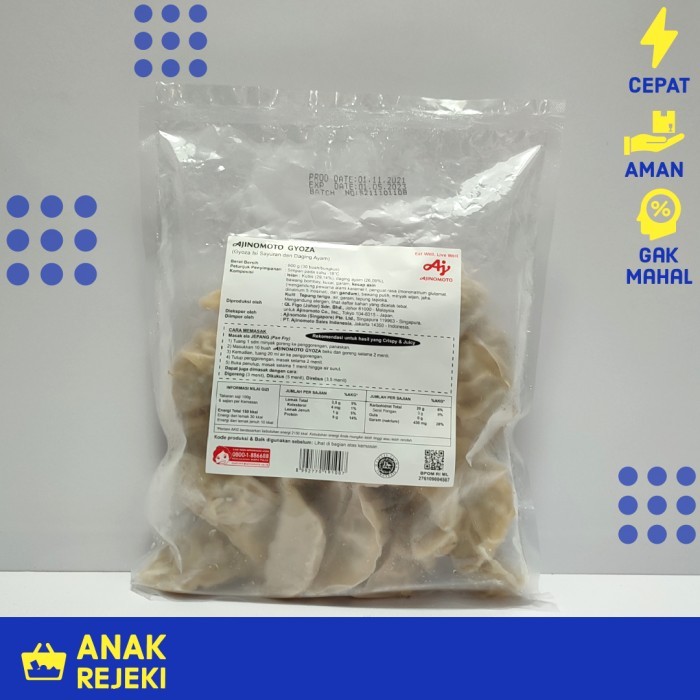 

Gyoza Chicken Frozen Ajinomoto 30pcs - Ayam dan Sayuran Halal Premium