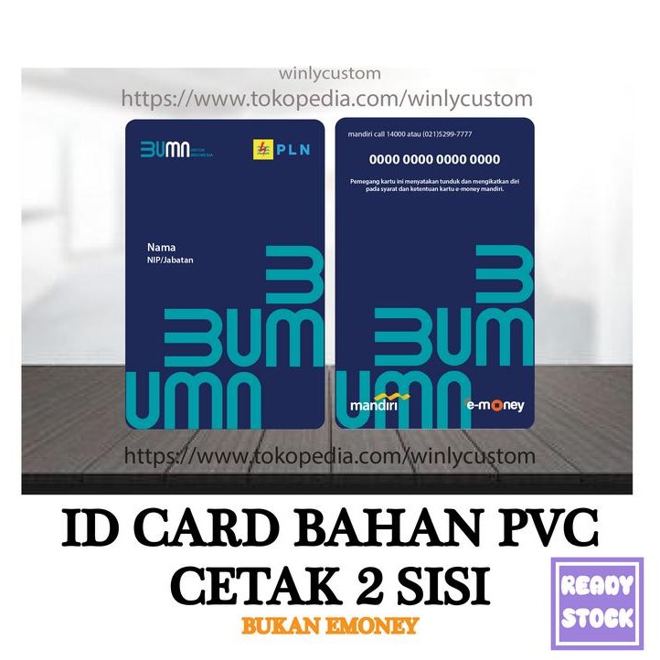 

ANDMA CUSTOM KARTU PVC DESIGN ID CARD PLN BUMN TERBARU BAHAN PVC - 2 SISI - PVC DOFF