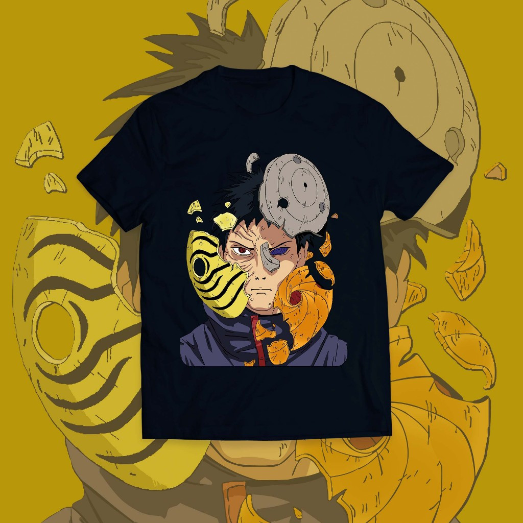 Naruto kaos lengan pendek pria musim panas katun longgar anime Uchiha Obito Print Round Neck Short S