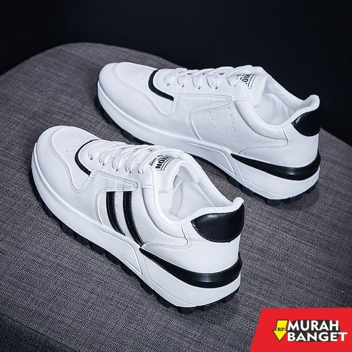 Sepatu Sneakers Wanita Cewek Casual Putih Kets Import Kasual Fashion - Hitam, 37