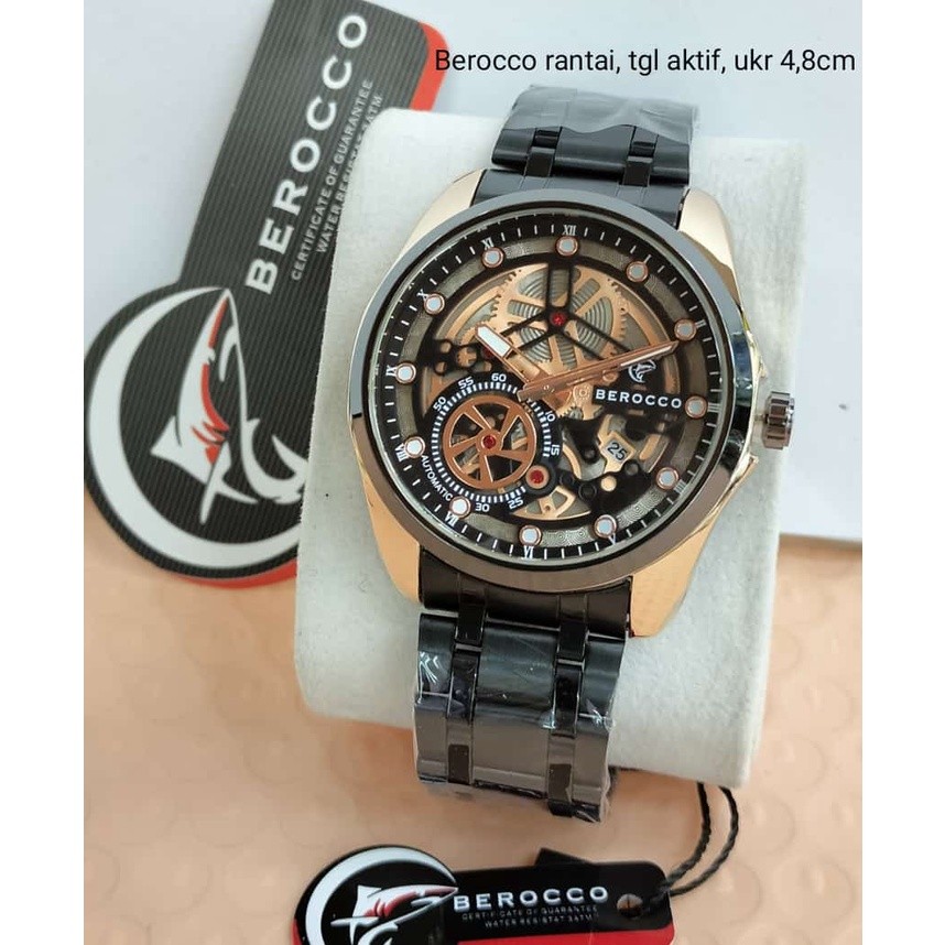 (COD) Jam Tangan Pria Berocco B4751Lv Tanggal Aktif Tali Rantai Free Box & Baterai Cadangan || JAM T