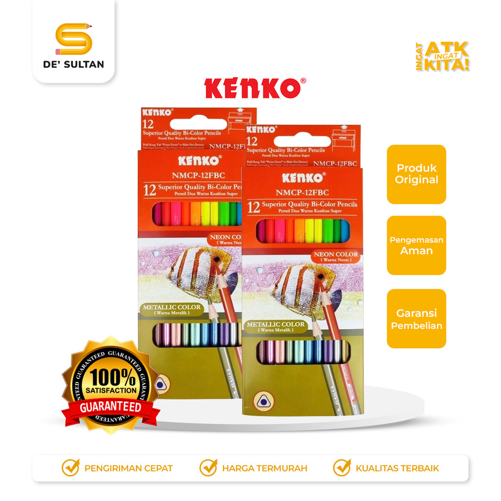 

KENKO 12 BI-PENSIL WARNA/ BI-COLOR PENCIL NEON + METALLIC NMCP-12FBC (1SET)