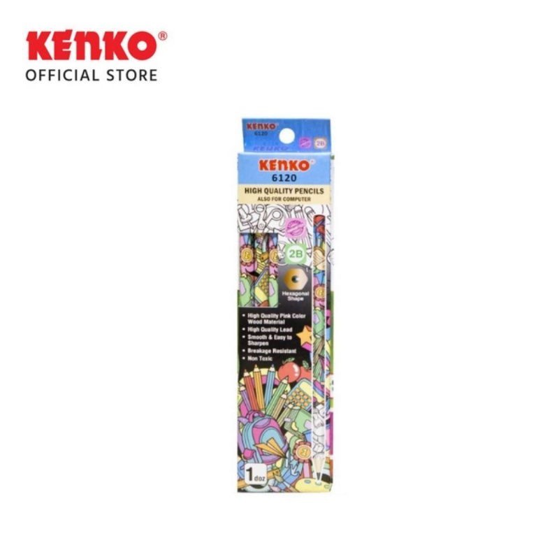 (1Pak isi 12) Pensil Kenko 6120 Doodle - Pensil Serut 2B