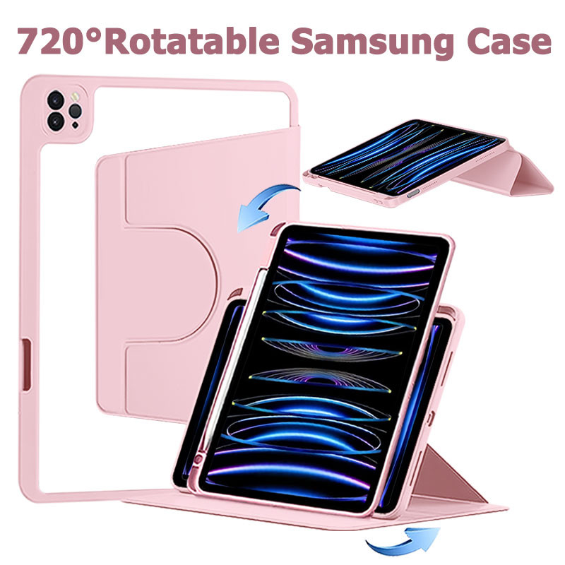Samsung Tab A7 Lite/A9/A9 Plus/S9/S9+/S9FE/S7/S8/S6 Lite Flip Magnet Rotation Case Akrilik Foldable 