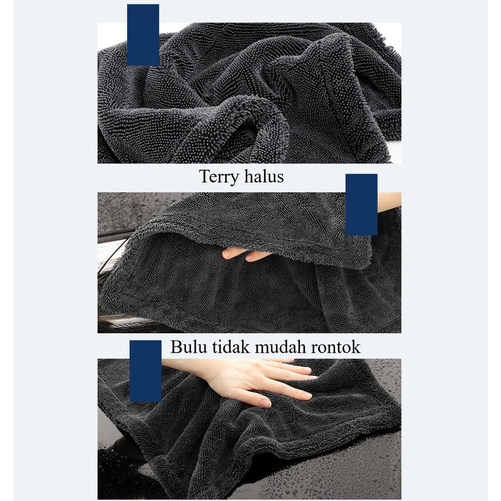 AIO - Kain Lap Mobil 2 Lapis - Bahan Tebal Berkualitas - Daya Serap yang Bagus - Bahan Tidak Mudah R