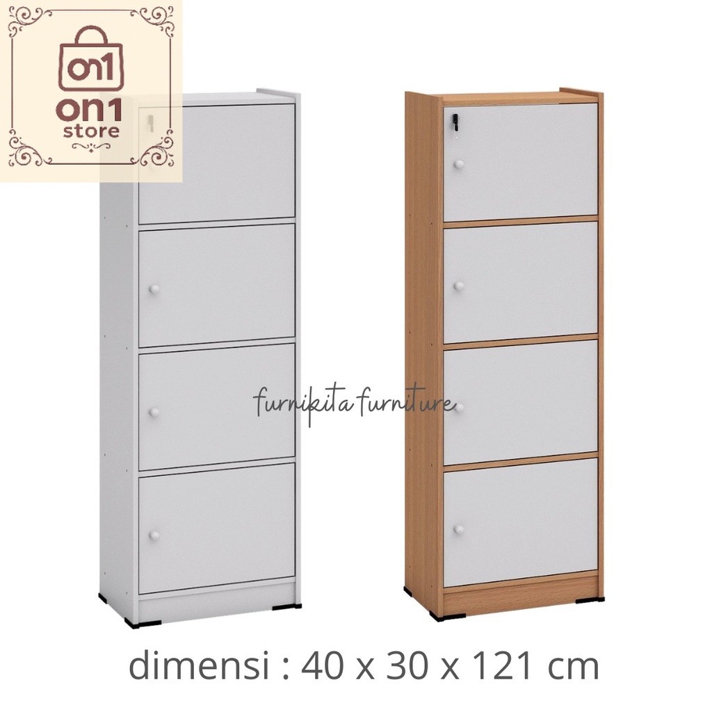 Lemari Termurah / LEMARI RAK SERBAGUNA SUSUN 4 KAYU DENGAN KUNCI