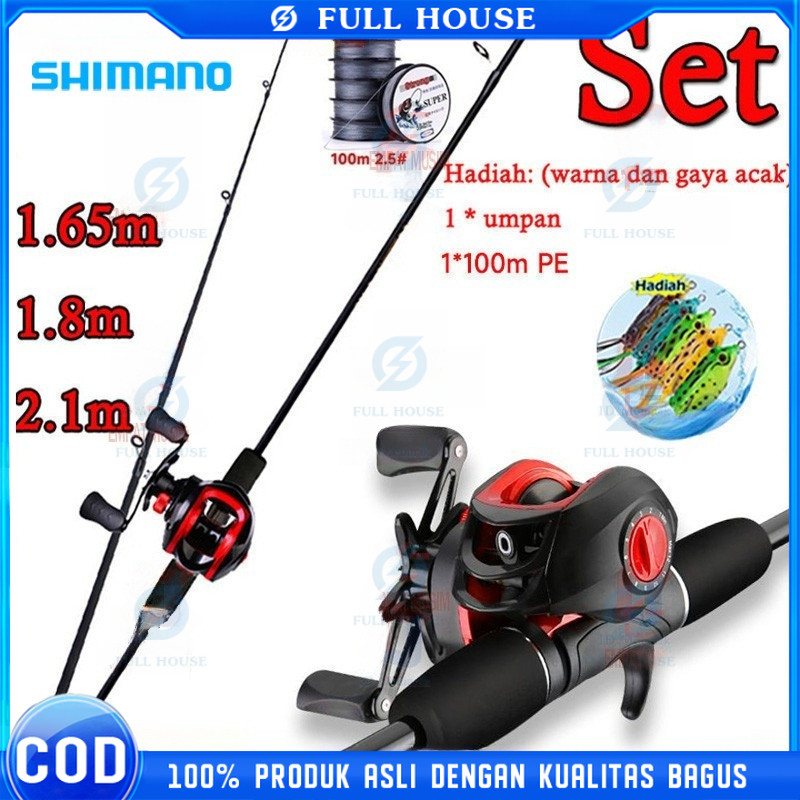 Full House！ Joran BC Set UL Carbon Pancingan Set Lengkap Joran Pancing Full Set 1.8M 5-10LB 7.2:1 Jo
