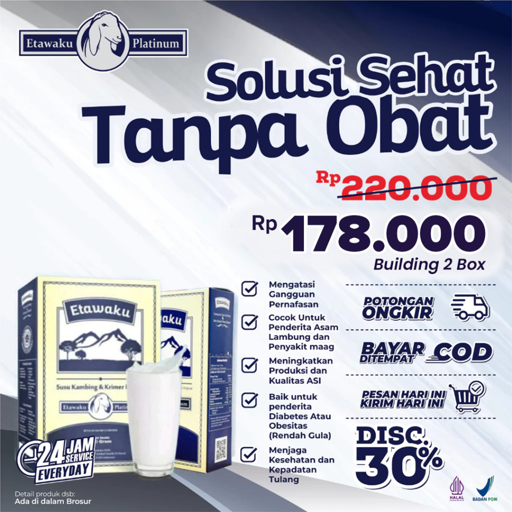 

Etawaku Platinum 2 Box Susu Etawa Atasi Sistem Pernapasan Pernafasan Asma Bronkhitis Sesak Nafas