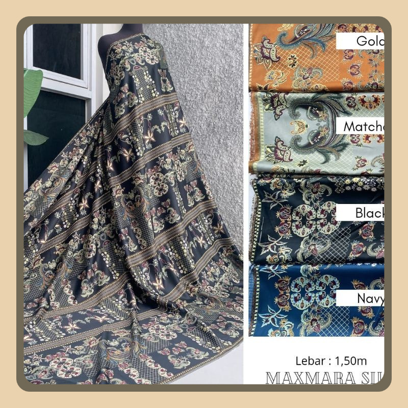 {ABC TEXTILE} MAXMARA SILK TERBARU / KAIN BAGUS MURAH MAXMARA MOTIF / MIXPRINT ROLLAN (per ½ meter)