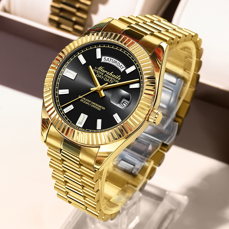 

Jam Tangan Mekanik Palsu Hitam Es Gula Sepenuhnya Otomatis untuk Wanita dan Pria Kalender Bercahaya Jam Tangan Pasangan dengan Tali Baja Padat Tahan Air