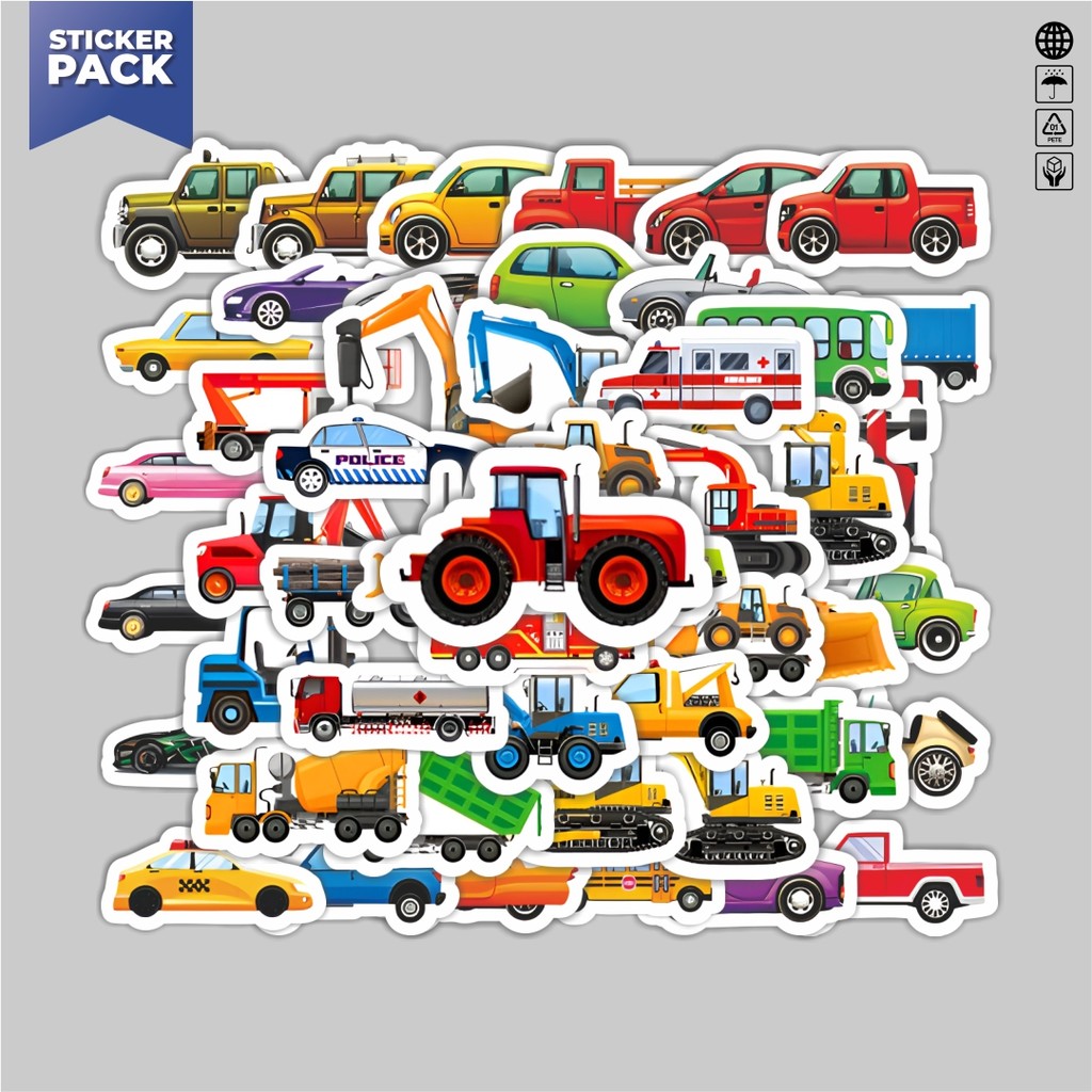 

[100PCS]Stiker Pack Stiker Vehicle Series [Seri Kendaraan] Aesthetic Vinyl Anti Air Dekorasi Sticker Laptop Buku Journal Koper Helm Casing HP Gitar Helm Skateboard