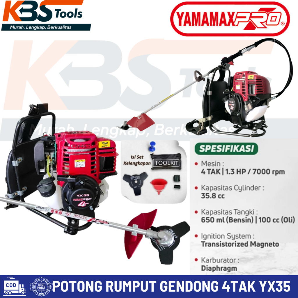 Mesin Pemotong Rumput Gendong YAMAMAX PRO 4 Tak YX35 - Alat Potong Pemangkas Rumput Bensin Gasoline 