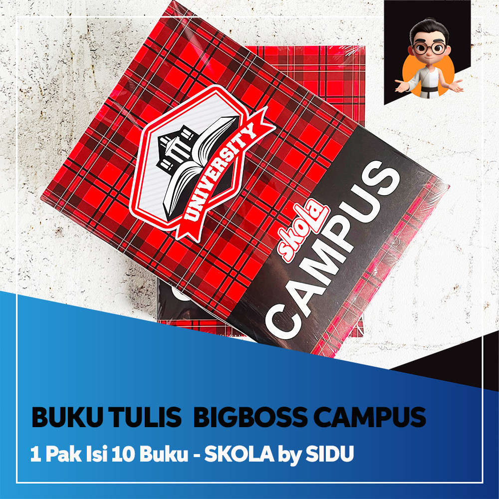 

Buku Tulis BIGBOSS Campus SKOLA 50 Lembar – 1 Pack Isi 10 | Ukuran Besar by SiDU Grosir Murah