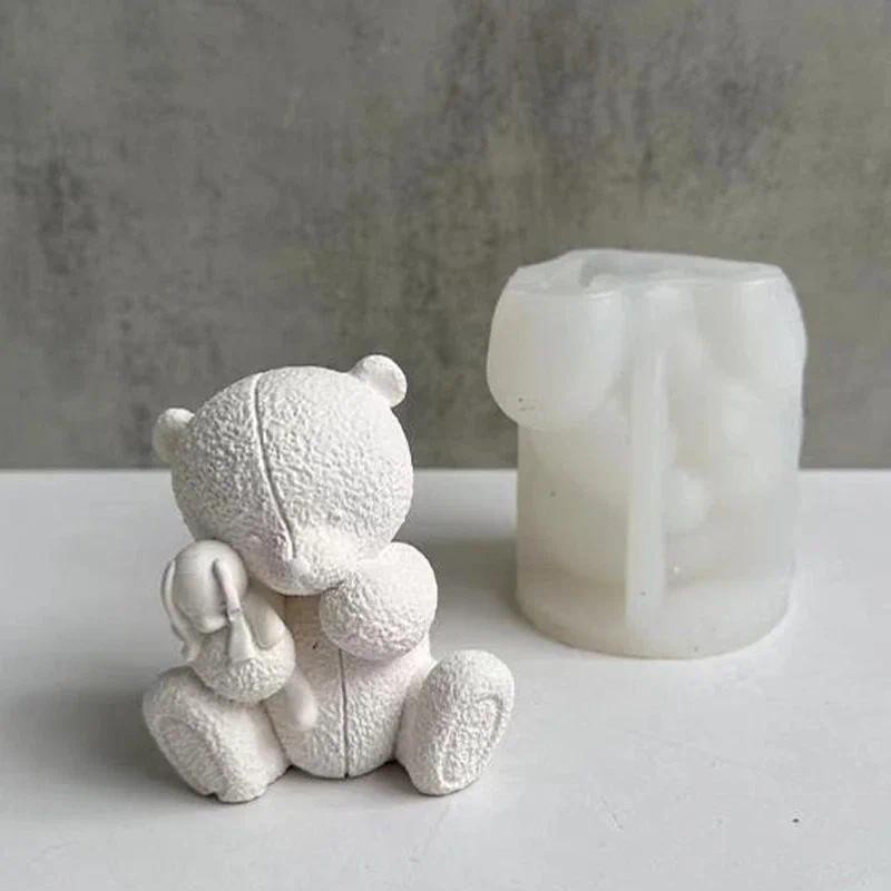 

Woven Bear Candle Silicone Mold 3D Bear Aromatherapy Plaster Soap Crafts Epoxy Resin Molud DIY Chocolate Ice Cube Making Tool