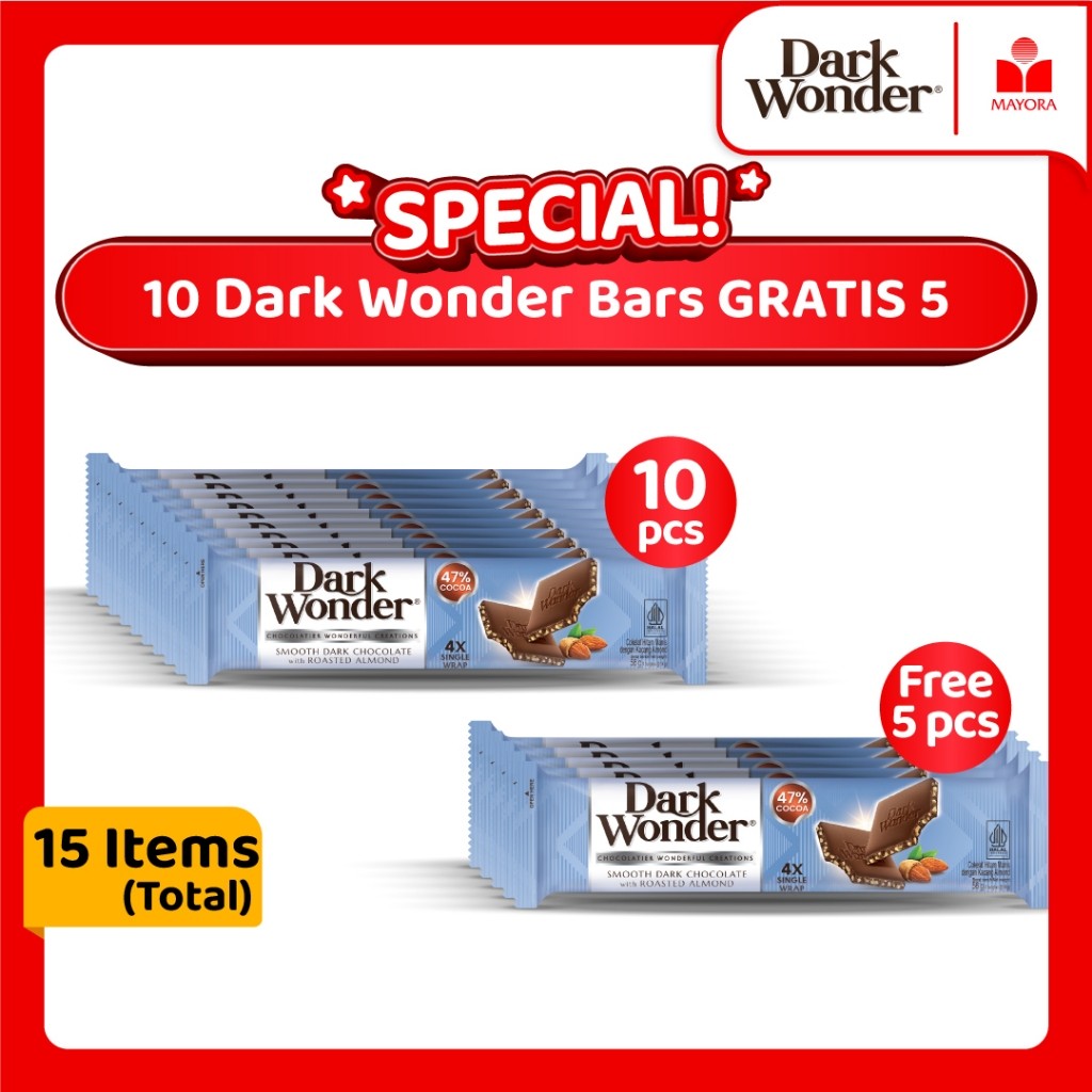 

Paket 10 Cokelat Dark Wonder Bars GRATIS 5 Pcs
