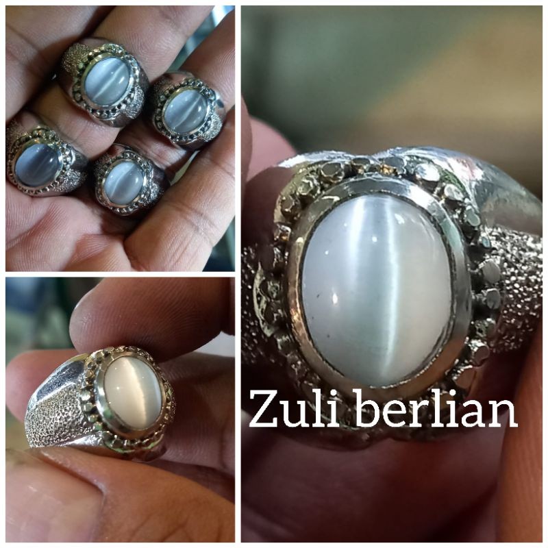 Cincin batu cat eye putih