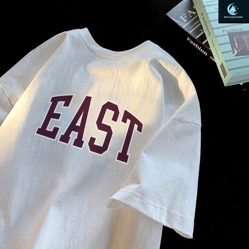 Forteid Korean Style Baju Kaos Oversize Corak Huruf Printing  Baju Atasan Wanita Pria Hitam Kaos Ove