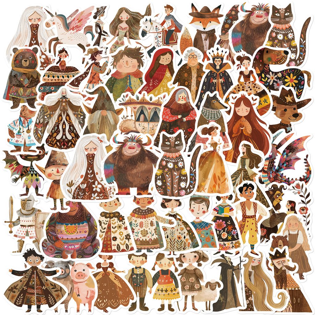 

50PCS Cute Fairy Tale Characters Stickers Kawaii Laptop Guitar Suitcase Bike Car Motorcycle Waterproof Sticker for Kids Toy