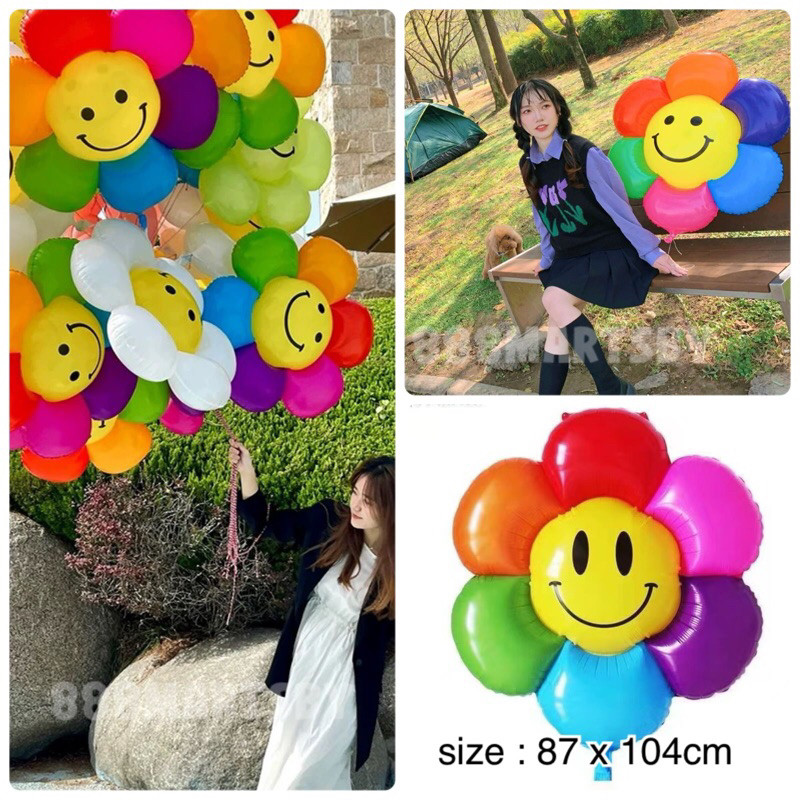 balon gas bunga matahari jumbo 1m / dekorasi ulang tahun bunga