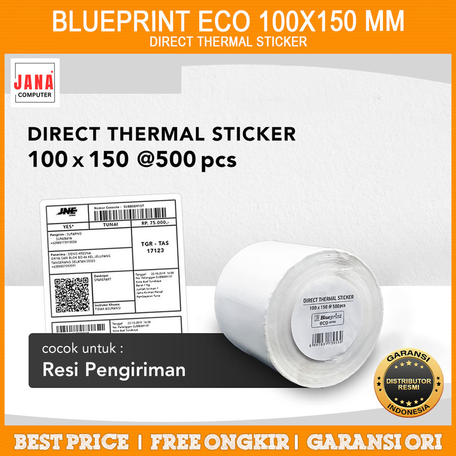 

Direct Thermal Sticker Label Resi Blueprint ECO 100x150 mm isi 500 pcs