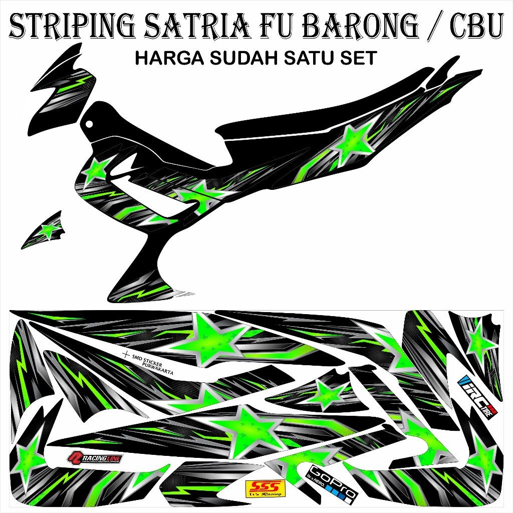 Striping Variasi Sticker Satria Fu Barong / Cbu Motif Bintang