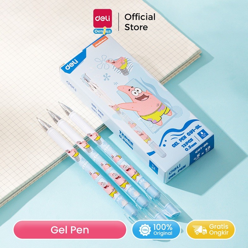 

Deli Pulpen Gel / Gel Pen 0.5MM Tip Spongebob Special Edition EG91-BL