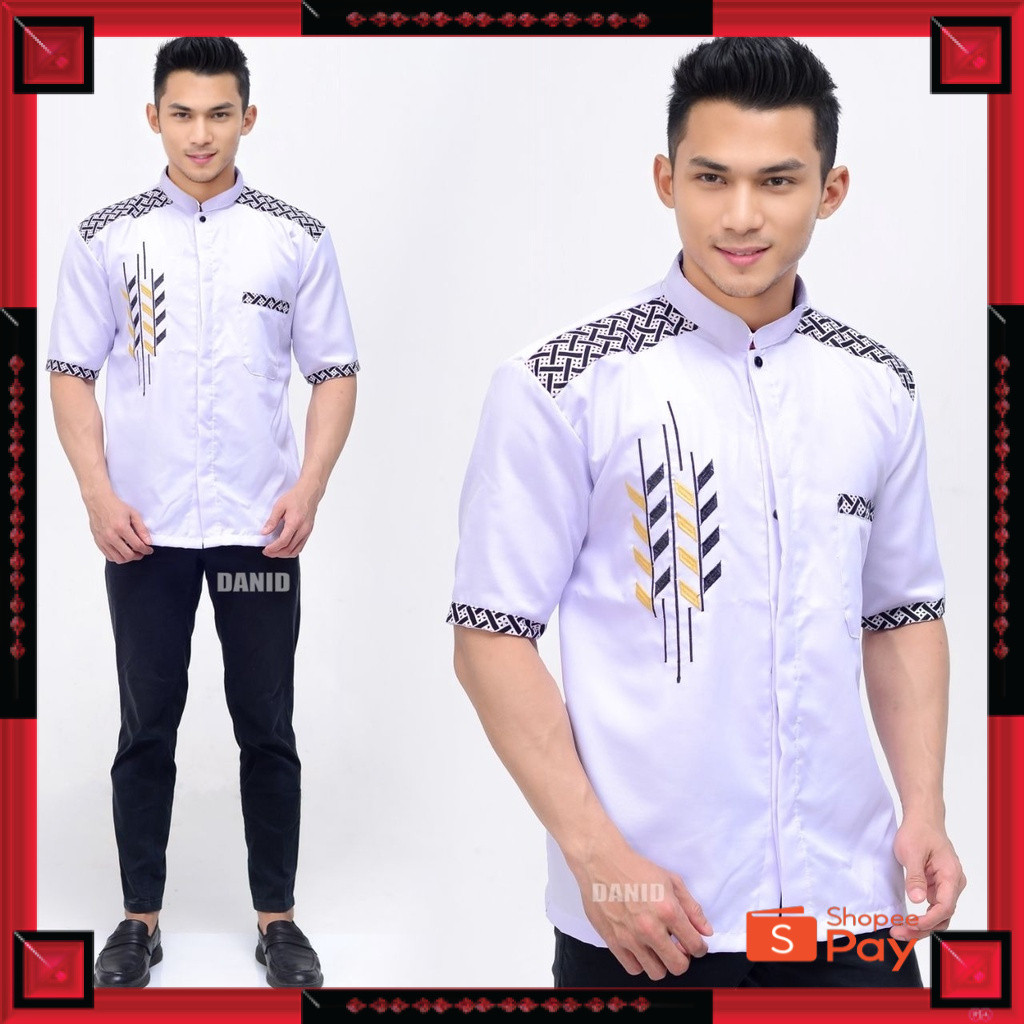 [PREMIUM ORIGINAL] KOKO PUTIH BORDIR KOKO LENGAN PENDEK BATIK PEKALONGAN77