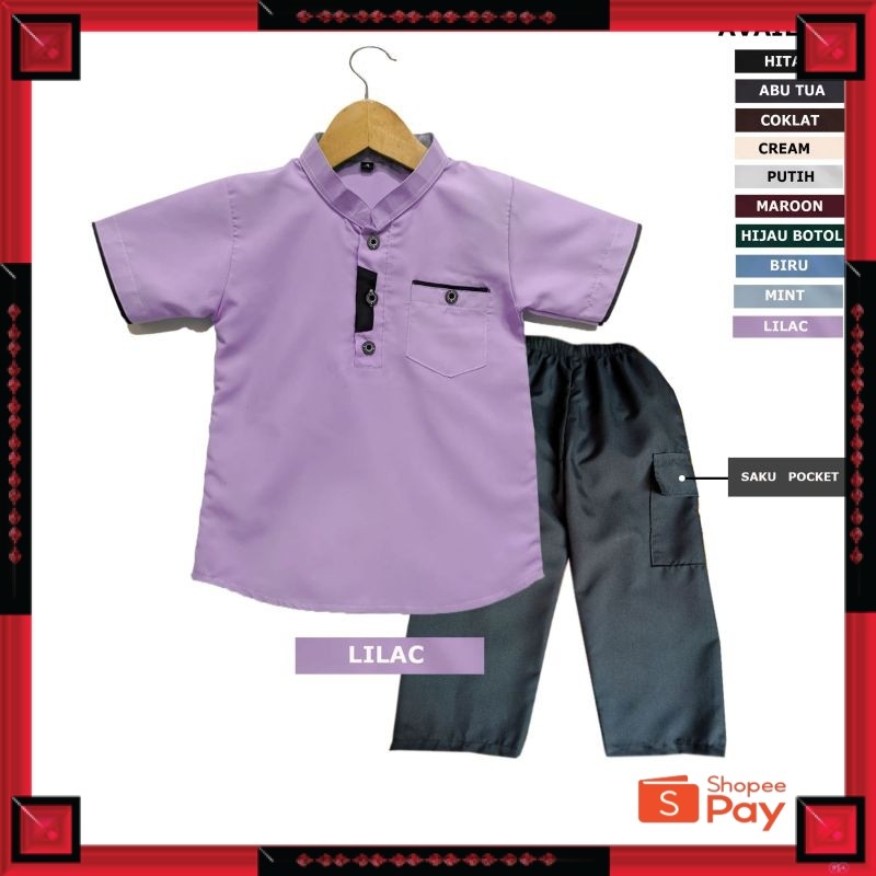 [PREMIUM ORIGINAL] Baju Koko Anak Laki Laki setelan Celana Umur 1-12 tahun / KoKo Setelan Anak Warna