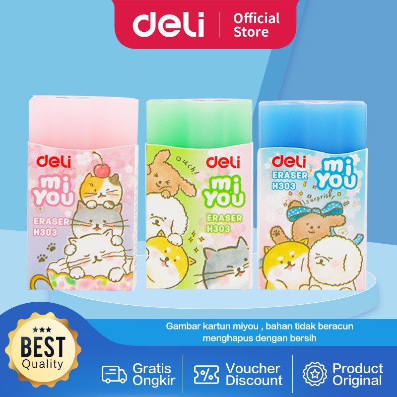 

Deli Eraser / Penghapus Bersih Eco PVC Desain Miyou EH303