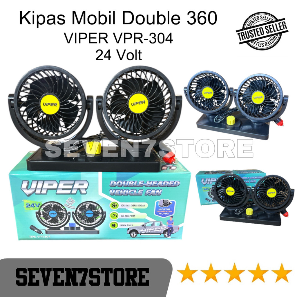 KIPAS MOBIL DOUBLE DC 24V VIPER VPR 304 USB PORTABLE