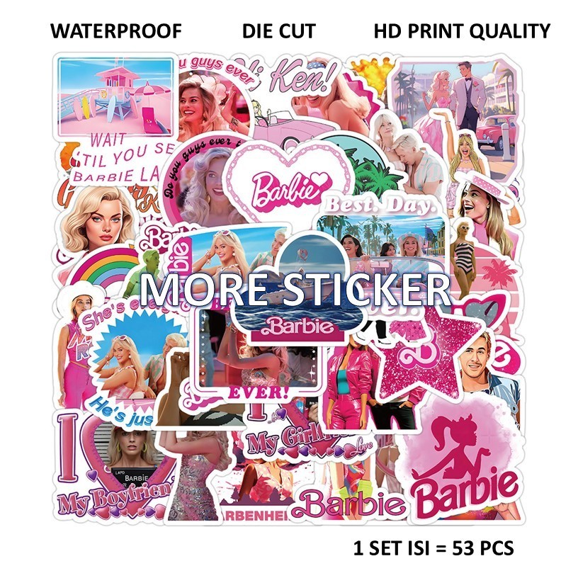 

ISI 53 PCS STICKER PACK MOTIF BARB1E PVC VINYL WATERPROOF UKURAN 4-5CM HP LAPTOP KOPER HELM MOTOR