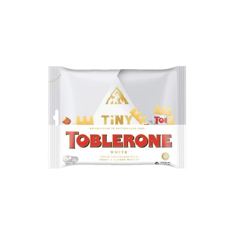 

Coklat Toblerone Tiny White 200gram isi 25pcs Silver Edition asal Swiss