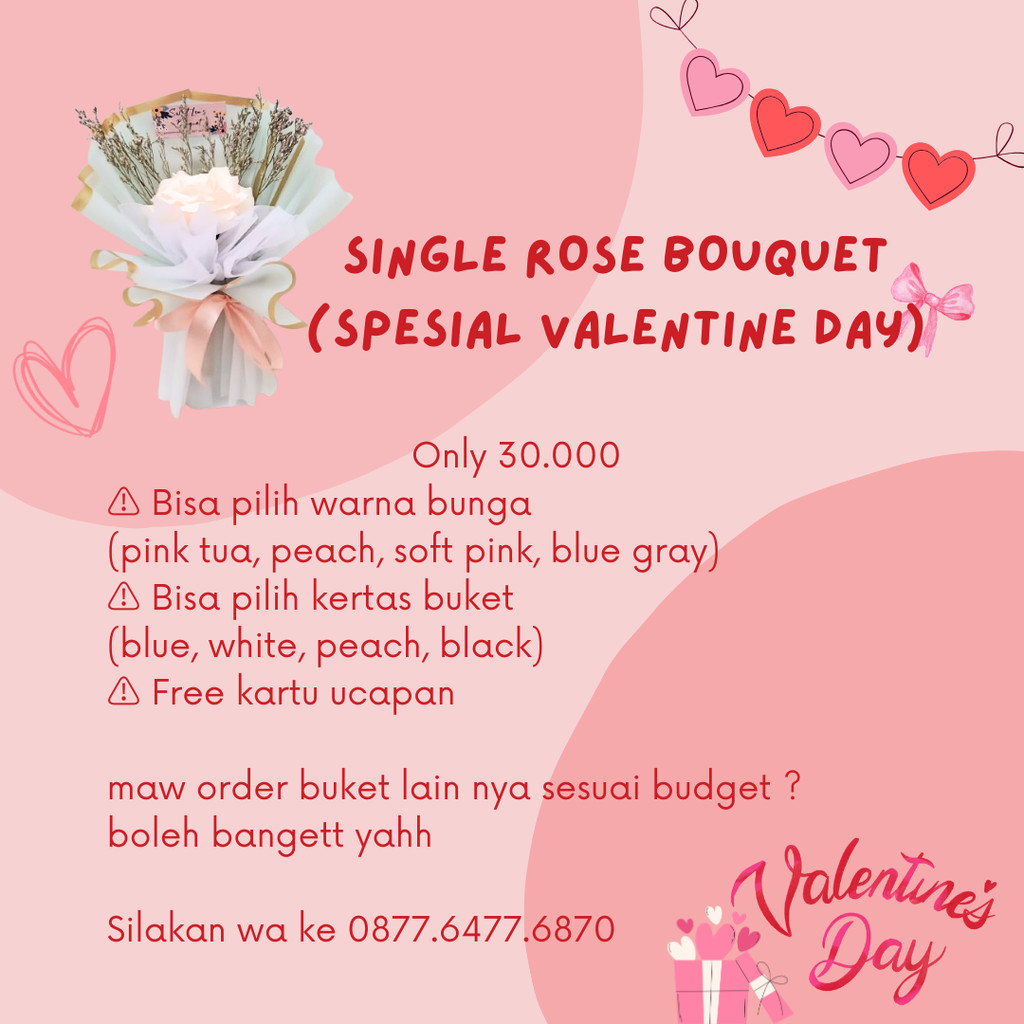 

B.BISKITOP - BUKET BUNGA SINGLE ROSE BOUQUET MURAH TANGERANG VALENTINE DAY