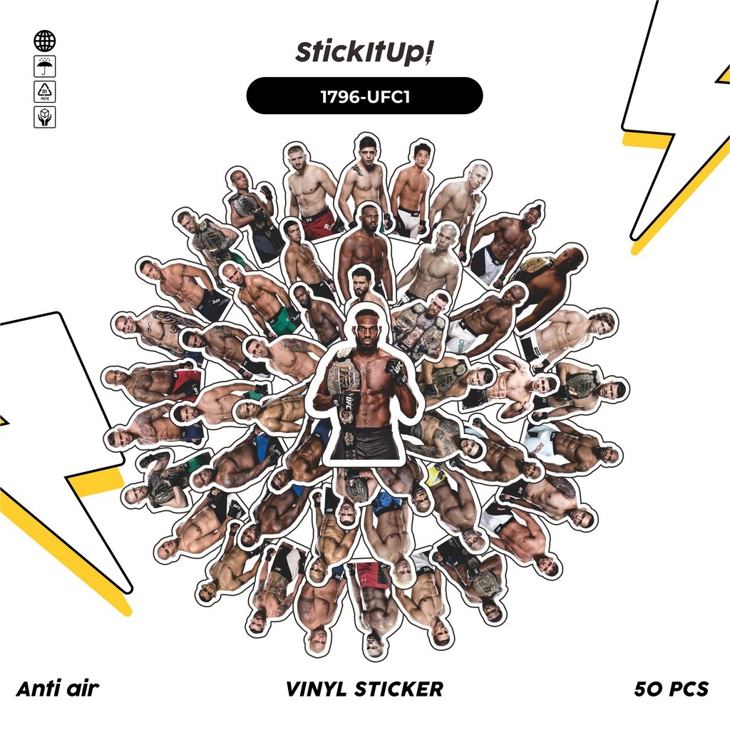 

COD 50 Pcs Stiker SPORT SERIES UFC PLAYER MIX 01 Lucu Anti Air Untuk Dekorasi Notebook Sepeda Skateboard Handphone DIY