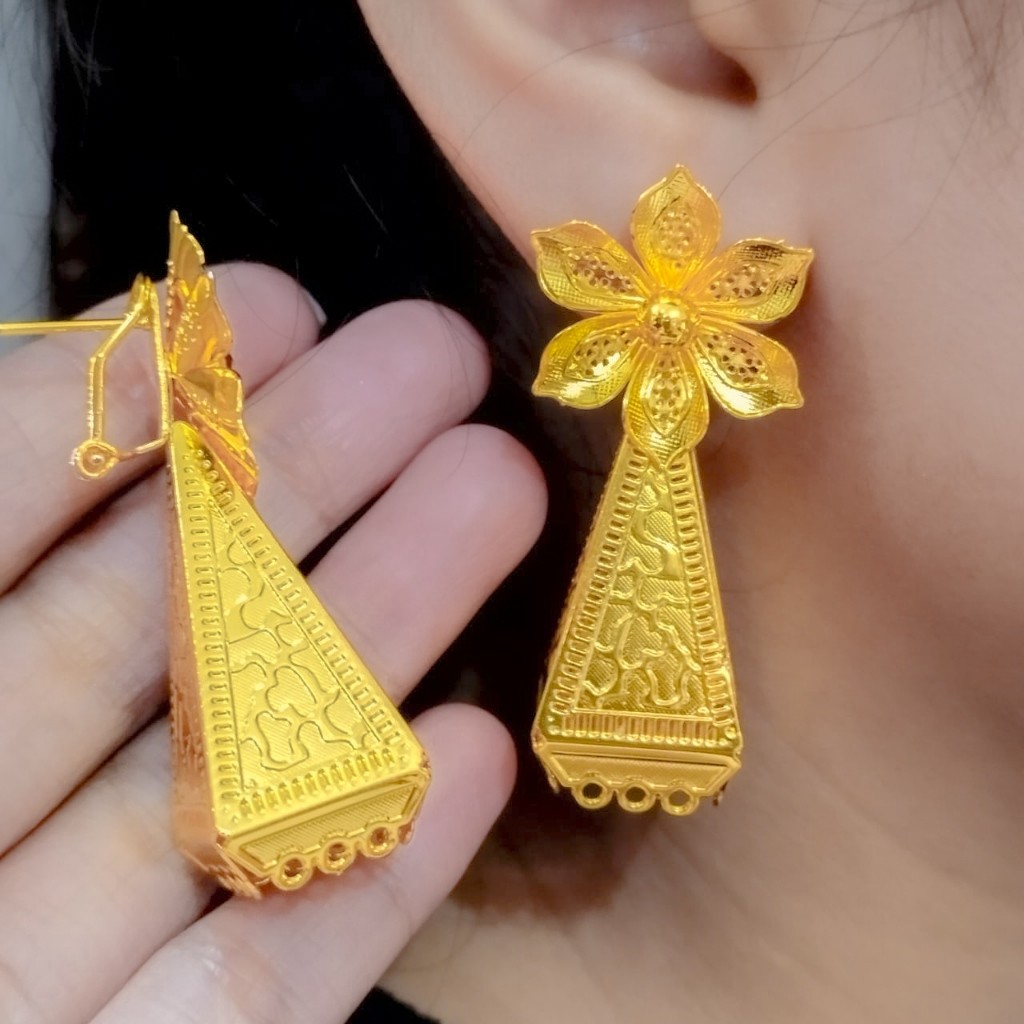 COD Perhiasan Aksesoris Anting Terbaru Import Dubai India Berlapis Emas 18K Gold Anting Drop Earring