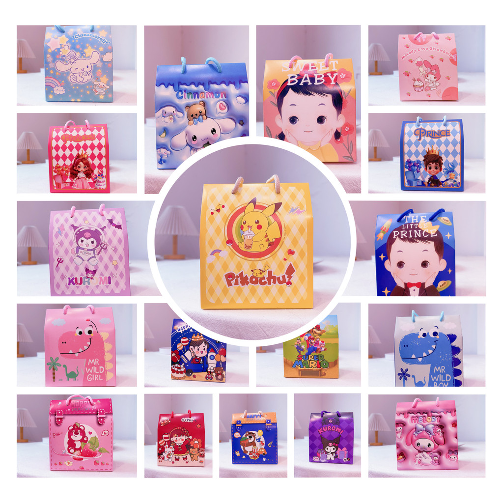 

(DELIN) Kotak Hampers Lebaran Anak Souvenir Acara Ulang Tahun Anak Paper Bag/Goodie Bag/Box Tenteng Anak Dino Boy Girl