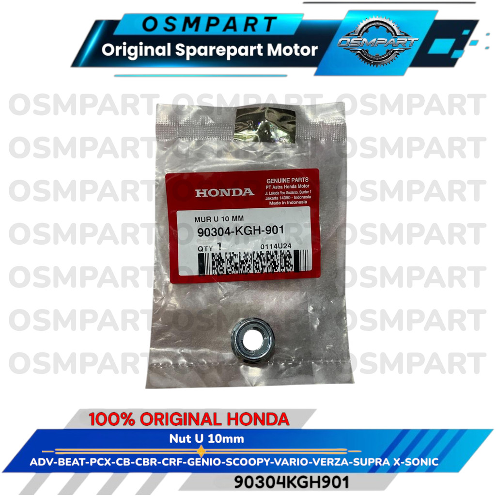 MUR NUT LOCK 10MM ADV BEAT PCX CB CBR CRF SONIC SCOOPY VARIO VERZA FORZA HONDA ORIGINAL 90304KGH901